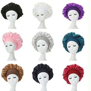 Kadınlar Kadınlar Için Katı Saten Geniş Bant Gece Kap Kız Elastik Uyku Caps Banyo Şapkaları Kadın Bonnet Saç Bakımı Kadın Durags Durag Moda Aksesuarları Toptan