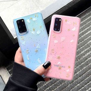 Bling Blitter Blitter Star Moon Clear Case для Samsung A51 A71 A12 A50 A42 A72 A52 S21 S20 S10 S9 S8 S8 Plus Примечание 20 10 Мягкая крышка