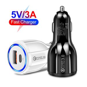 18W QC3.0 USB Phone 3A Power Outlet Adapter PD Type-C Быстрое автомобильное зарядное устройство для Xiaomi Samsung iPhone 13 12 11Pro