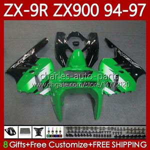 Kawasaki Ninja ZX-9R için Perazlar Kiti 9R 9 R 900 CC ZX9 R ZX9R 94 95 96 97 Karoser 100NO.79 ZX900 900CC ZX-900 1994 1995 1996 1997 ZX900C 94-97 OEM Yeşil Siyah Moto Vücut