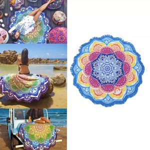 Püskül Hint Battaniye Toalla Mandala Goblen Plaj Havlusu Güneş Koruması Yuvarlak Bikini Kapak-Up Battaniye Lotus Bohemian Yoga Mat 150 cm