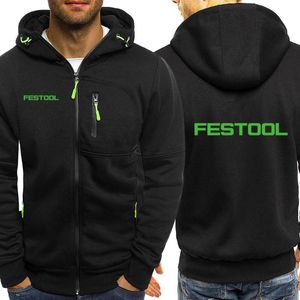 Мужские толстовки для толстовки Festool Tools Partded Spring Осенняя пиджака мода с длинным рукавом молния хип-хоп Harajuku стиль капюшона повседневная капюшон