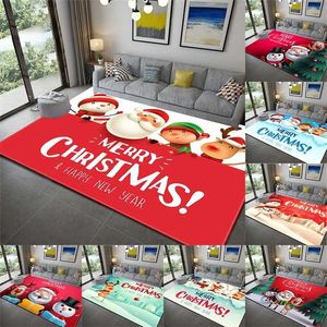 Santa Claus Print Carpet для гостиной зона Коврики Рождественские декор противоскользящие моющиеся спальни прицела коврик коврик ковров 211204