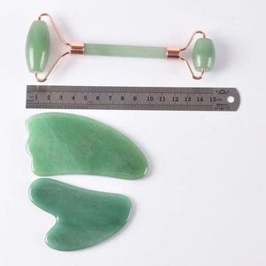 Jade Face Roller Gua Sha Massage Tool Gift Set Natural Aventurine Facial Rollers Massager Scraper Neck Eye Beauty Healing Stone Wrinkles Anti Aging