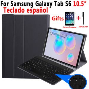 Capa de teclado espanhol para Samsung Galaxy Tab S6 10.5 SM-T860 SM-T865 T860 T865 Teclado de caso para Samsung Tab S6 10.5 tampa + presente