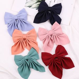 Big Hair Bow Clips Clips Atin Два слоя Бабочка Бантина для девочек Bowknot Hairpin Модные Принадлежности для волос Прическа