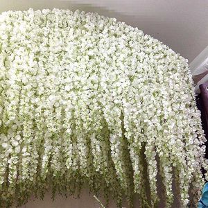 120 cm Uzun Wisteria Vine Rattan Çiçekler Düğün Arch Parti Dekorasyon Için Beyaz Vine Yapay Çiçekler Flores Garland Çelenk T191029