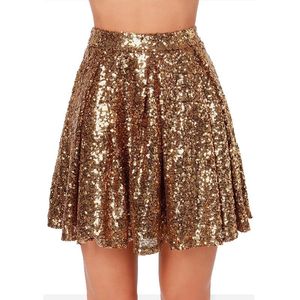 Etekler Moda Seksi Altın Pullu Etek 2021 WF0003 İlkbahar Yaz Kadın Bayanlar Kısa Mini Pileli Glitter