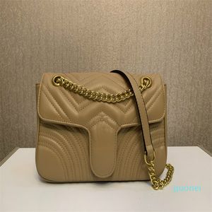 Kaliteli Kadın Tasarımcı Omuz Crossbody Çanta Deri Çapraz Vücut Zincir Çanta Saf Renk Bayan Çanta Çanta TT485