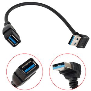 90 Derece USB3.0 Bir Erkek Kadın Adaptörü Kabloları Açı USB Uzatma Genişletici Hızlı İletim Sol / Sağ / Yukarı / Aşağı 20 cm
