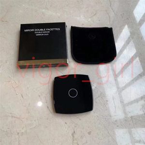 Moda akrilik Kompakt Aynalar Katlanır Kadife toz torbası ayna hediye kutusu ile siyah makyaj araçları Taşınabilir klasik stil Anita