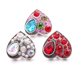 Variedades Strass Coração Coração Clasp 18mm Botão Snap Zircon Charms Bulk para Snaps DIY Jóias Encontros de Fornecedores Presente