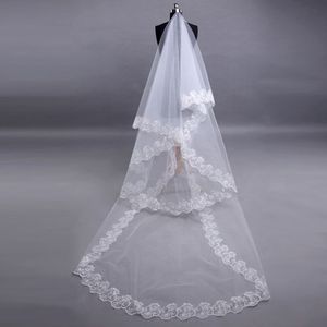 1 katmanlı kadın gelin Beyaz Ultra Uzun Düğün Peçe Geniş Geniş İşlemeli Altıgen Çiçek Aplike Kenar Evlilik Katı Katı Olmaz