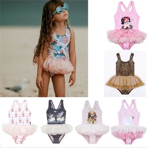 UPF 50 + Çocuk Mayo Bebek Kız Karikatür Tutu Mayo Yaz Kolsuz Beachwear Bebek Giysileri Mayo Marka Satış 210816