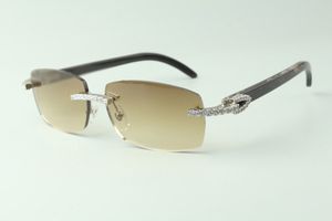 Direktverkauf: Endlose Diamant-Sonnenbrille 3524026 mit schwarzen, strukturierten Büffelhornbügeln, Designerbrille, Größe: 18–140 mm