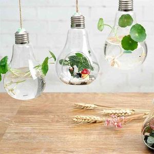 Прозрачная лампочка формы стекла висит ваза бутылка террариум гидропонный контейнер DIY садовый декор 210409