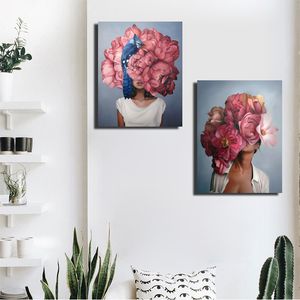 40 x 60 cm Malen Sie abstrakte moderne Blumen Frauen DIY Ölgemälde Nummer auf Leinwand Home Decor Figur Bilder Geschenk RRD6234