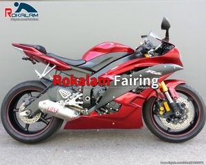 Personalizza Set carene rosso nero per Yamaha YZF R6 YZF-R6 2006 2007 YZF 600 YZF600 06 07 Carrozzeria bici da strada (stampaggio ad iniezione)