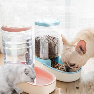 Köpekler Otomatik Pet Besleyici Kedi Drinker Köpek Kase Pembe Su Besleme Kombinasyonu Gıda Depolama Kova Boyutu 43 * 21 * 27