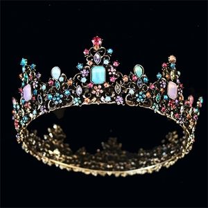 KMVEXO Baroque Royal Queen Crown Crown Crown Closy Crystal Crystal Coneen Wedding Tiara для женских костюмов Bridal Аксессуары для волос 210707