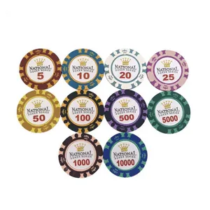25 adet / grup Poker Cips 14g Taç Yapışkan Kil Sikke Baccarat Texas Holdem Poker Oyna için Set Oyna Cips Renk Taç Eğlence