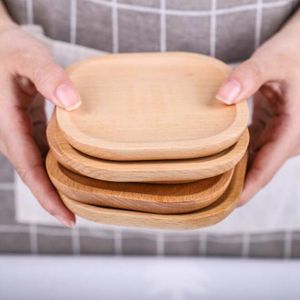 Столовая посуда в японском стиле посуда для домашнего настольного настольного десерта Деревянная блюдце квадрат внутренний молот какастерна для кофе