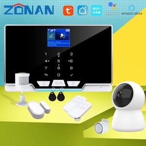 Zonan Tuya Wireless GSM Sistema de segurança com câmera IP New Door Motion Sensor Apps Controle SmartLife Wifi Safety Alarm Kit