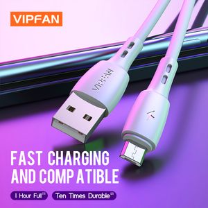VIPFAN 3A Micro USB-кабельные кабели кабелей быстрого зарядки 1 м 2 м 3 м быстро PD зарядное устройство для Samsung S10 S9 S8 Note 8 телефонов смартфонов с цветной коробкой CB-X5