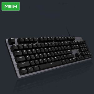 MIIIW Gaming Mekanik 600K 104 Tuşlar Kırmızı Anahtarı USB Kablolu 6 Modu Beyaz LED Arka Işıklar Klavye Ofis Kullanımı