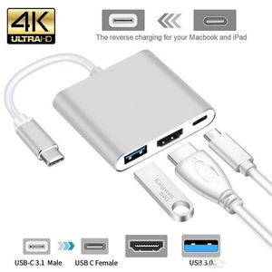 USB-C 3.1 Тип-С до 4K HD-OUT 1080P Разъемы адаптера цифровой AV Multippord OTG USB 3.0 Chub Chub Charger Chubter Splitter для компьютера ПК