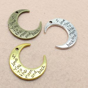 Takı için Charms Yapma Seni seviyorum ay ve arka antik gümüş kaplama kolye DIY bilezik kolye 30 * 26mm