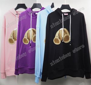 21ss Erkek Kadın Tasarımcı Tişörtü Hoodies Havlu Nakış Ayı Rahat Yüksek Kalite Moda Erkekler Üst Siyah Beyaz S-XL