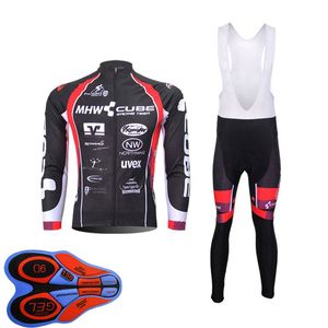 Primavera / Autunno CUBE Team Maglia da ciclismo da uomo Set Maglie a maniche lunghe e pantaloni Tuta mtb Abiti da bici Uniforme da corsa per bicicletta Abbigliamento sportivo da esterno Ropa Ciclismo S21052825