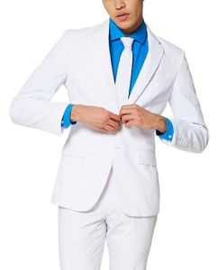 Erkek Takım Elbise Blazers Beyaz Blazer Damat Erkekler Siyah Şal Yaka 2 ADET (Ceket + Pantolon + Kravat) Gelinlik Slim Fit Yemeği Parti Giymek Giysileri