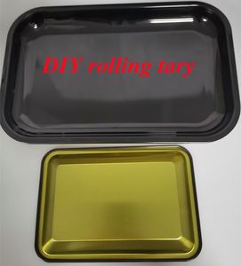 cheapest!!!DIY rolling tray metal rolling tobacco trays blank unique cigarette smoke accessory black color with fast shipping can custom