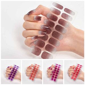 Оптом блестящий глитель наклейки для ногтей для женщин Gradient Gradient Color 16 шт. Советы полные наклейки наклейки