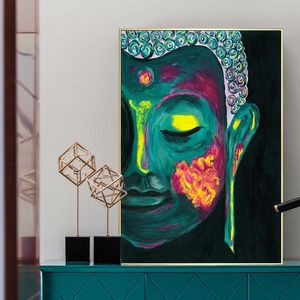 Pinturas de Buda Arte de parede para sala de estar Pintura de lona Decoração de casa abstrata cartazes e impressões sem moldura