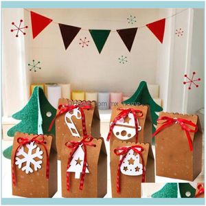 Hediye Etkinliği Festival Malzemeleri Ev Gardengift Wrap 1pc Kraft Kağıt Şeker Kutusu Noel Ambalaj Çanta El Sanatları Fırın Bisküvi Paket Çantalar
