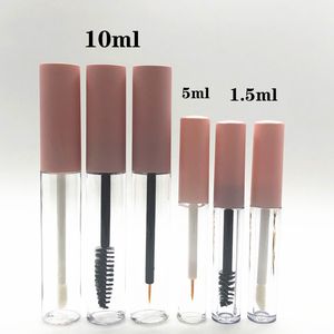 1.5 ml 5 ml 10ml boş maskara tüp, pembe kirpik kirpik tüpleri ile fırça değnek kirpik krem ​​konteyner şişeleri kauçuk ekler, doldurulabilir kozmetik kaplar