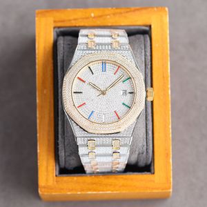 40MM Diamond Automatic Mechanical Mens Watch, Stainless Steel & Diamonds Bezel
