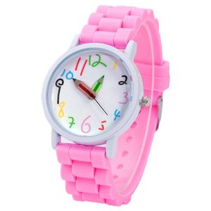 Детские часы Модные наручные часы с карандашом Указатель Кварц для мальчиков и девочек