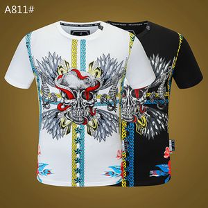 PP Moda erkek Tasarımcı Slim Fit Tee T-shirt Yaz Rhinestone Kısa Kollu Yuvarlak Boyun Gömlek Kafatasları Baskı Streetwear Yaka Polos M-XXXL P819 Tops