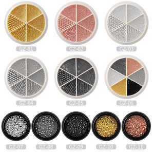 Moda Nail Art Süslemeleri Alaşım Boncuk Saklama Kutusu ile 6 Renk Seçenekleri Yanlış Çiviler Sticker Aksesuarları