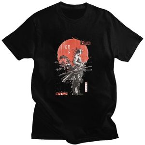 Erkek T-Shirt Unisex Streetwear T-Shirt Tek Parça Samuray Roronoa Zoro Serin Anime Tişört Kısa Kollu Erkekler Siyah Rahat Tarzı Tops