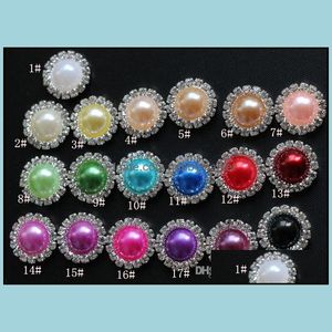 Gioielli con diamanti sciolti 16 mm con retro piatto bottoni di perle di cristallo 50 pezzi / lotto 19 colori strass in metallo Diyl Drop Delivery 2021 Qf5Z7249F