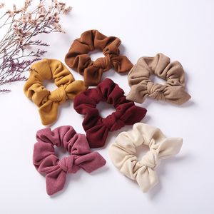 Faux Kaşmir Tavşan Kulak Kız Saç Scrunchies Yüksek Elastik Hairbands Kadın Kış Headwrap At Kuyruğu Saç Kravat Moda Aksesuarları