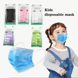 DHL Бесплатная доставка Детская одноразовая маска для лица с эластичным контуром уха 3 PLY дышащая для блокировки пыли воздуха противообстоительные маски
