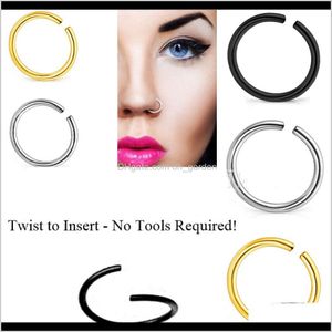 & Drop Delivery 2021 10Pcs/Set Surgical Steel Nose Studs Rings Hoop Cartilage Piercing Body Jewelry 0Dot8*6/8/10Mm Die78