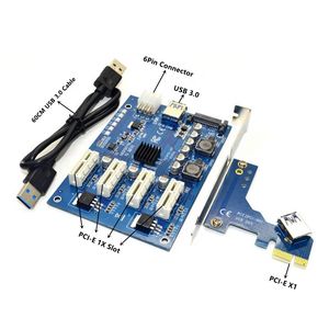 PCI-E 1 ila 4PCIE 1X Adaptörü 4 Port-PCI-E 1X-Çarpan Genişleme GPU Yükselticileri için Riser Kartı