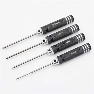 4PCS 1.5 / 2 / 2.5 / 3.0 мм Черные шестигранные водители Allen Tren Trans Tool для RC 21110